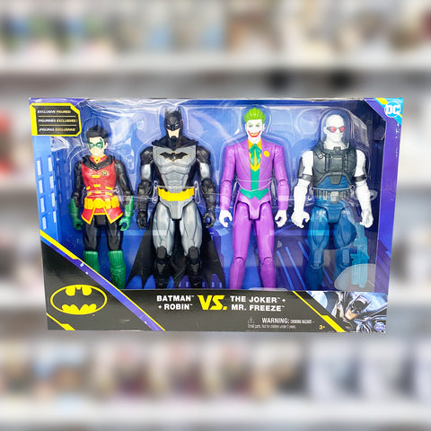 Spin Master presents Exclusive 4 Pack 12 inch figures of: DC Comics Batman & Robin Vs. The Joker & Mr. Freeze 778988344675